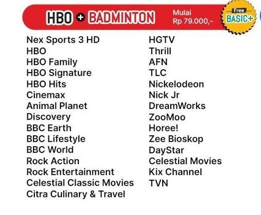 Nexparabola HBO + Badminton